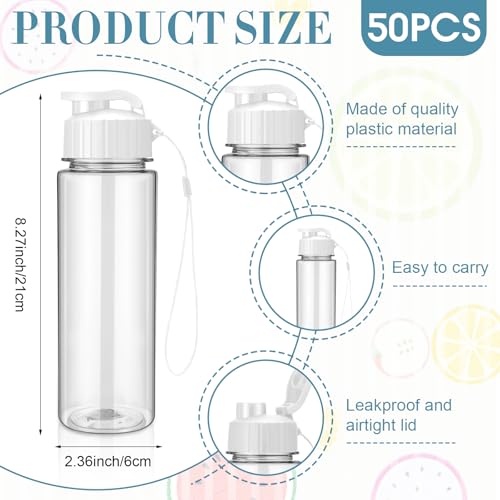 50 Pieces Reusable Plastic Water Bottles Bulk (50 Count)