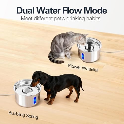 3L 101oz Stainless Steel Cat Water Fountain for Indoor Use