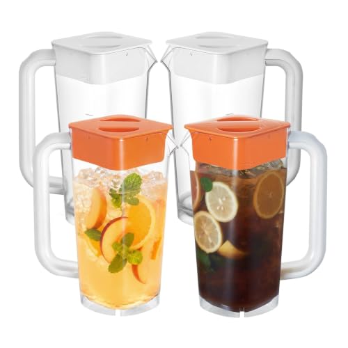 4 Pack 2L 68 oz Plastic Pitcher with Lid & Handle