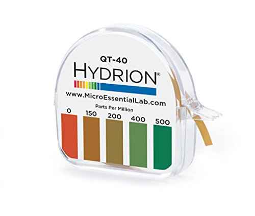 Hydrion QT-40 Quaternary SANITIZER Solution Test Tape for Testing 0-500 ppm Ranges - QUAT Tape & Color Chart - Tests Quaternary Ammonium Sanitizer Solutions in Restaurants, Bars, Daycare - 15 Ft Roll