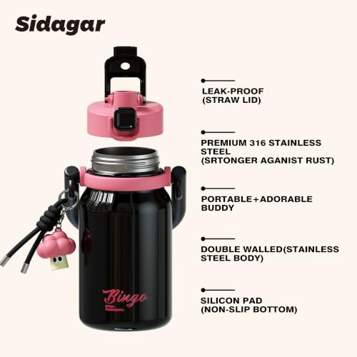 32 oz Leak proof Insulated Water Bottle with Straw & Handle Black