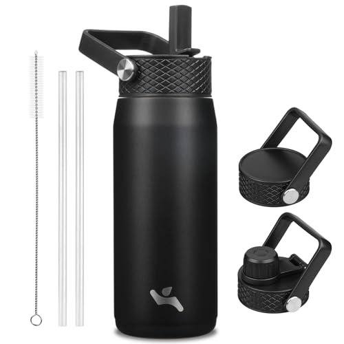 20 oz Insulated Stainless Steel Water Bottle with 3 Lids