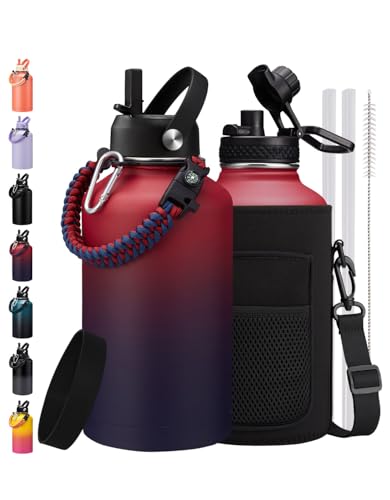 64 128 OZ Insulated Water Bottles with Straw (9 Count)