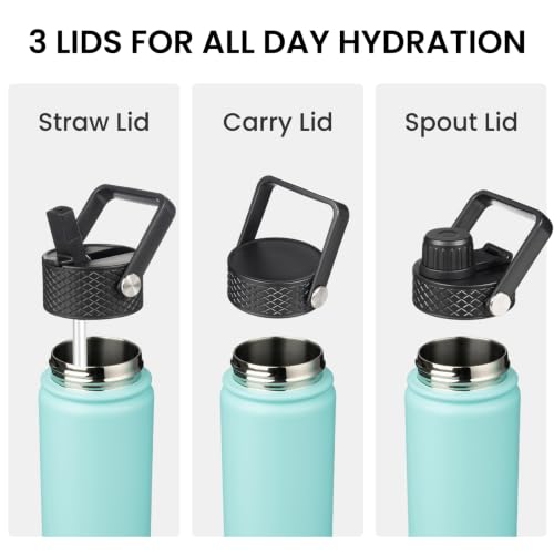 32 oz Insulated Stainless Steel Water Bottle with Straw Lid
