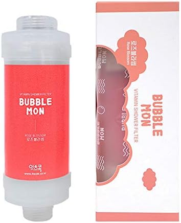 [Compatible for Any Shower Head] BUBBLEMON Vitamin C Shower Filter,Rose Scent,Made in Korea,Hard Water Softer,Chlorine Reduction,Aroma Therapy,Shower Head Filter for Skin and Hair,Easy Installation