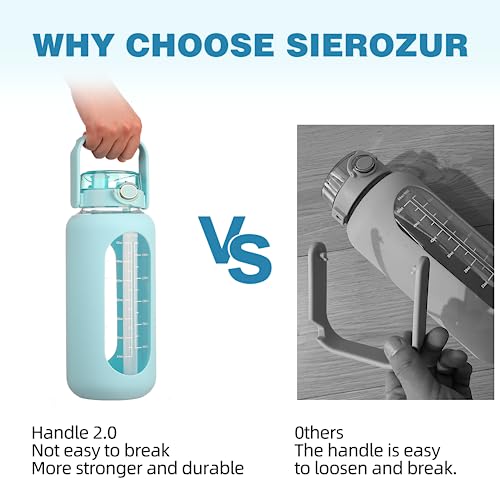 64 oz Glass Water Bottle with 2