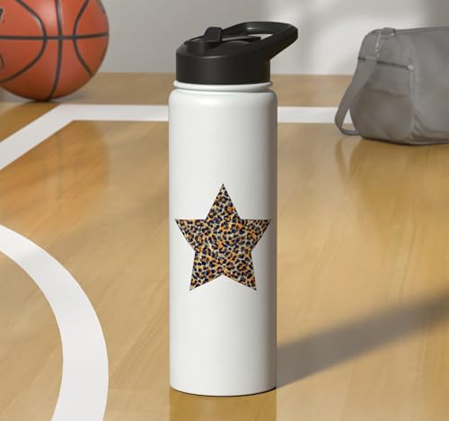Star Shape Cute Cheetah Leopard Print Graphic Stainless Steel Insulated Water Bottle