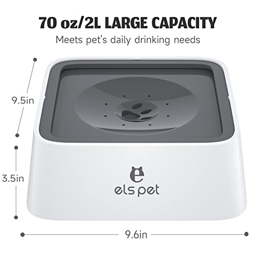 Grey 70oz 2L No Spill Dog Cat Bowl Carbon Filter Water Dispenser