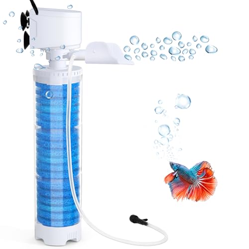 4-in-1 Mutilstage Aquarium Filter, 8W Bubble Oxygen for 40-70Gal