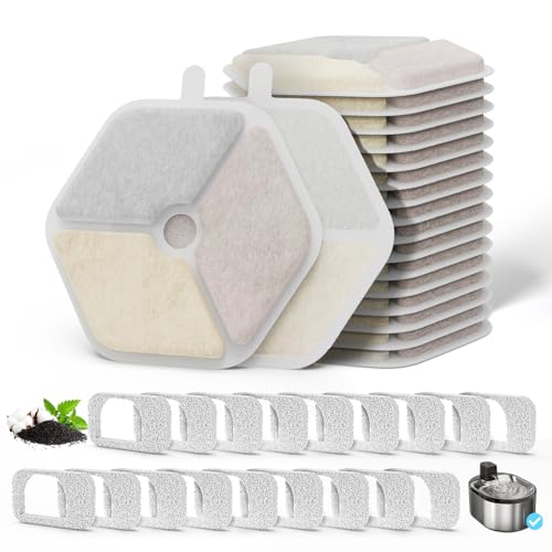 Cat Water Fountain Filter Pet Drinking Fountain Filter & Sponges for 152oz (18 Count)