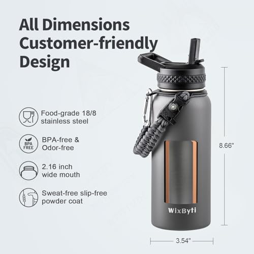 32 oz Insulated Water Bottle with Straw