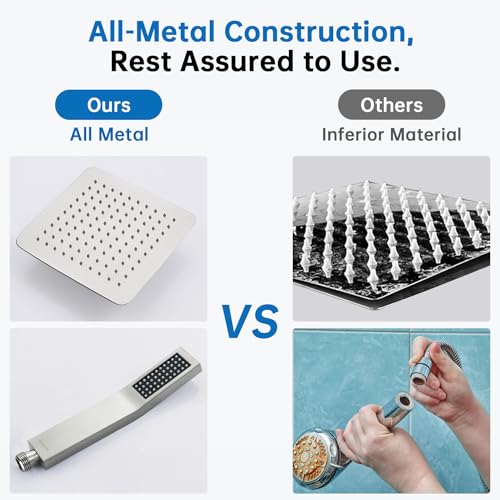 All Metal 10 Inches Rainfall Shower Head with Handheld Combo
