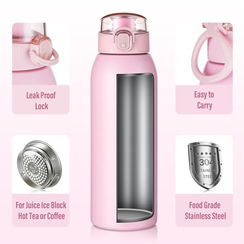 Insulated Water Bottle 18 oz with Dustproof Lid