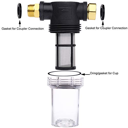 Sediment Filter Attachment Line Water Hose Filter with 100 mesh Stainless Mesh Screen