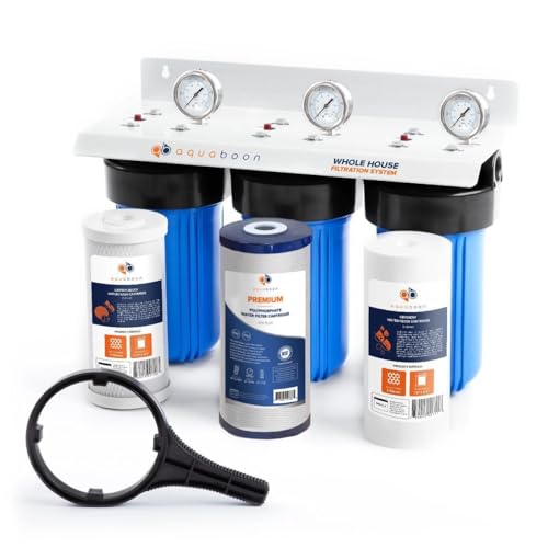 3 Stage Whole House Water Filter System with 5 Micron 10x4.5 Reducing Sediment (3 Count)