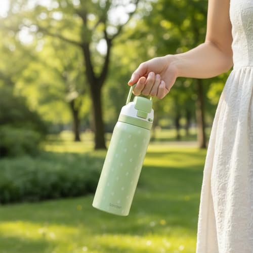 Botanical Insulated Stainless Steel Water Bottle with Straw for Sports and Travel