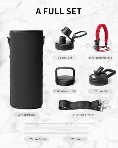 Water Bottle Insulated 40 oz with 3 Lids