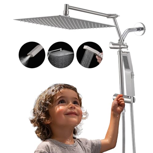 All Metal 10 Inch Rain Shower Head with Handheld Spray Combo