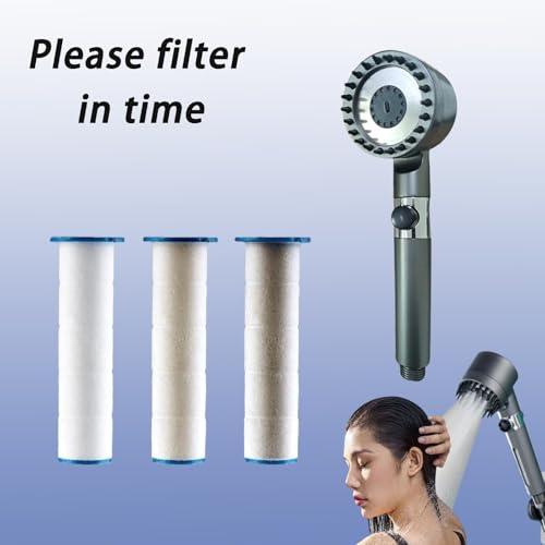 12Pcs 3.34×0.94 Inch Ion Shower Dropse Head Filter PP Cotton Replacement Cartridge (12 Count)