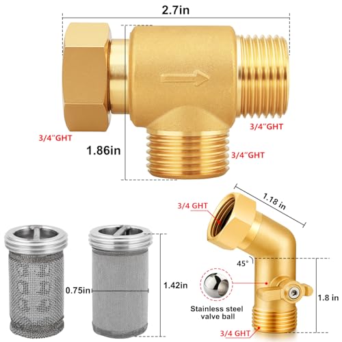 Garden Hose Filter Attachment with 100 Mesh and 40 Mesh Stainless Steel Screen