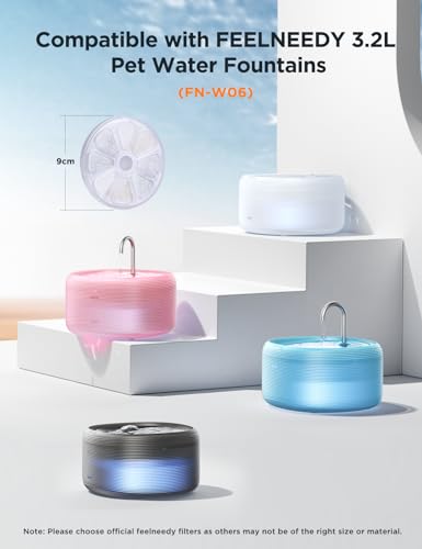 6 Pack Cat Water Fountain Filter & 6 Pack Pump Filter Sponges Replacement for [FN
