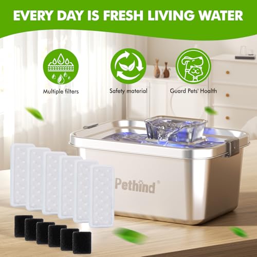 6 Pack Dog Water Fountain Filters and 6 Pack Sponges (6 Count)