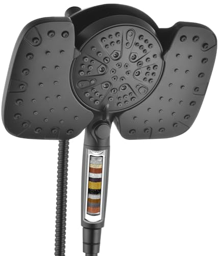 Rain Shower Head with Filtered Handheld Spray Combo Black 2.5 GPM (2 Count)