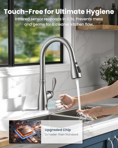 Touchless Kitchen Faucet with Pull Down Sprayer Brushed Nickel