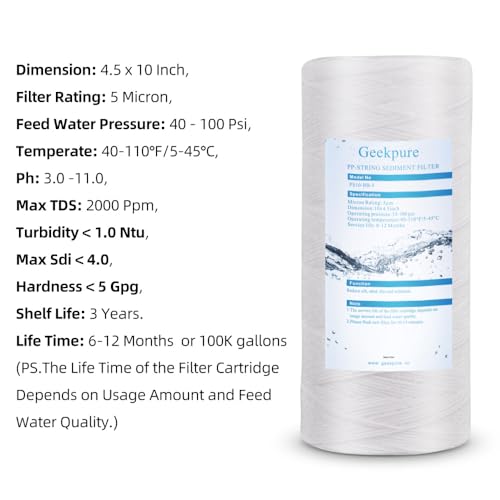 Whole House String Wound PP Sediment Filters (4 Count)