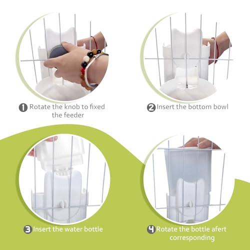 Hanging Cage Auto Pet Food Bowl Water Bottle Dispenser