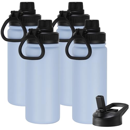 16 oz Kids Water Bottle for School Stainless Steel Double Wall Vacuum Insulated Water Bottle with Straw lids & Spout Lid (4 Count)