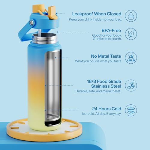 Insulated Water Bottle with Straw Stainless Steel Water Bottle