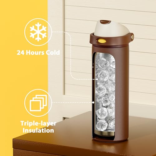 24 oz Insulated Water Bottle with Straw