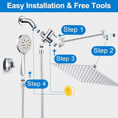Shower Head 10" High Pressure Rain shower head with Handheld Spray Combo