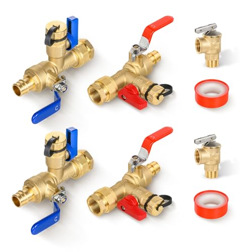 3 4 Inch GUOFIS IPS Tankless Water Heater Valve Kit with Pressure Relief Valve (2 Count)