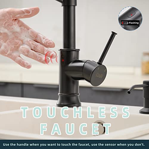 Matte Black Touchless Kitchen Sink Faucet with Pull Down Sprayer
