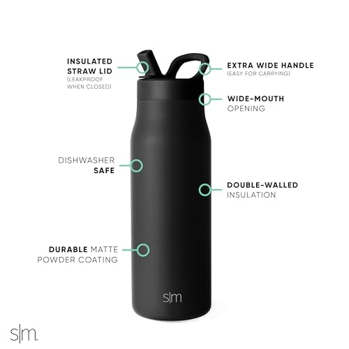 Insulated Water Bottle with Manual Straw