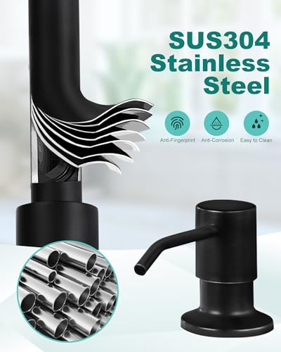 Black Kitchen Faucet with Soap Dispenser
