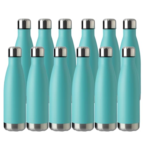 17oz Sport Water Bottle 12 Pack Vacuum Insulated Stainless Steel Leak (12 Count)