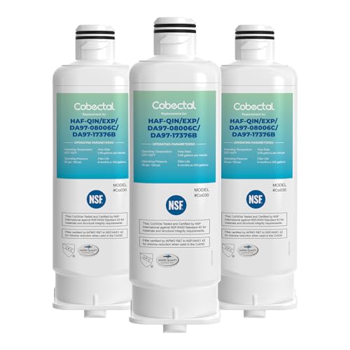 HAF-QIN/EXP Water Filter Replacement for samsung Haf-qin DA97-17376B RS27T5200SR RS22T5201SR RF27T5241SR RF23M8070SG DA97-08006C Rf28T5001SR RF27T5201SR RF27T5201SG Water Filter,3 pack,by Cobectal (3 Count)