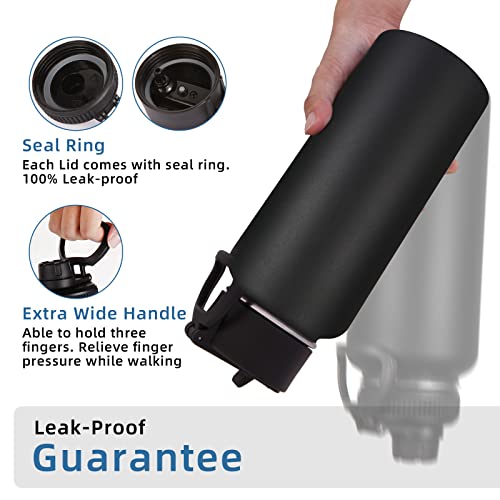 32oz Insulated Water Bottles Bulk 8 Pack with Straw Lid & Spout Lid (8 Count)