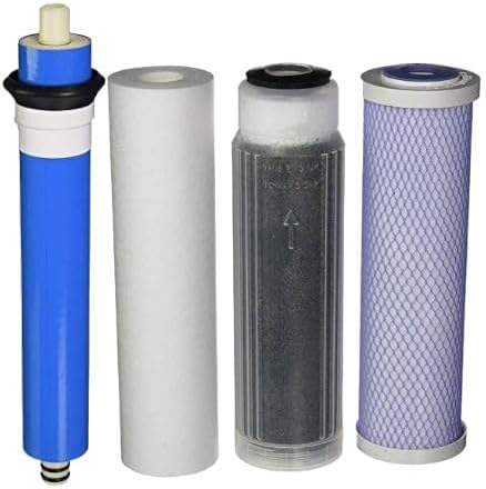 Reverse Osmosis Deionization (RODI) 10" Replacement Filter Kit (Sediment Cartridge, Carbon Cartridge, Color Indicating DI Cartridge Filled with MBD-30 Nuclear Grade Resin and 75 GPD Membrane) by CFS