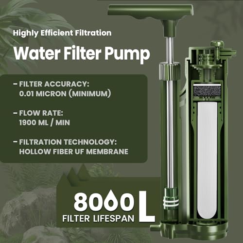 Portable 3 Stage Water Purifier Survival Pump with 0.01 Micron Ultrafiltration Membrane Water Purification System