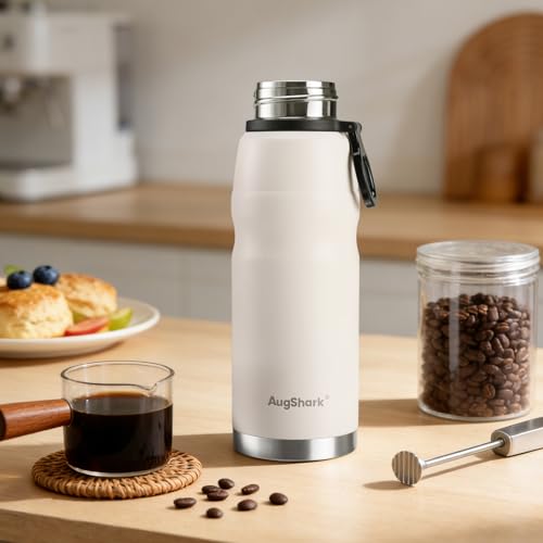 20oz Vacuum Insulated Stainless Steel Thermoses with Foldable Handle & Leakproof Lid