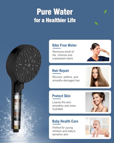 Filtered Shower Head with Handheld Matte Black