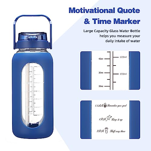 52 oz Glass Water Bottle with 2