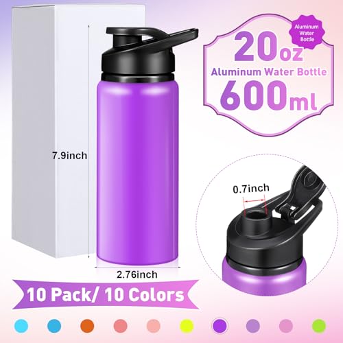 10 Pcs 20oz Aluminum Water Bottles Bulk (10 Count)