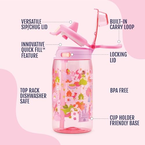 Kids Pop & Fill 16oz Tritan Plastic Water Bottle with Quick Fill Technology