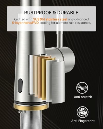 Kitchen Faucet Touchless with Soap Dispenser and Pull Down Sprayer