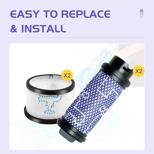 Smilefil Primary Filter and Secondary Filter Replacement Filter Kit Accessories Compatible with Inse N5 S6 S6P S600 Cordless Vacuum Cleaner (8 Count)